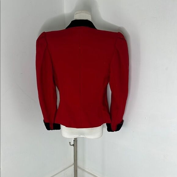 Vintage Wool And Velvet Trim Sleek 80s Does 40s Blazer - Picture 3 of 7